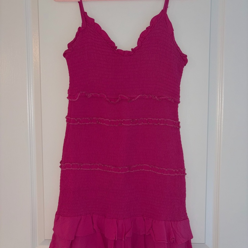 Olivaceous Hot Pink Ruffle Dress